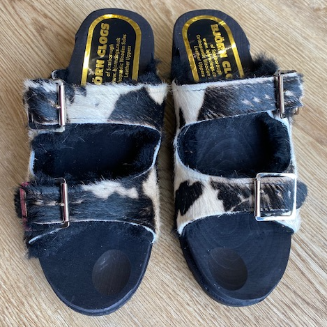 Cow hide sheepskin lined 2 strap sandal Bjorn Clogs